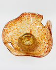 1980s AUSTRALIAN MOUTH BLOWN ORNAGE SPATTER ART GLASS BOWL/VASE