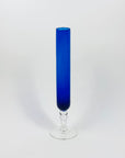 Midcentury Japanese cobalt blue glass footed tube vase