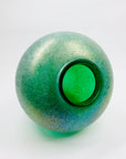 Large antique Art Nouveau Kralik hand made peacock iridescent crackle glass vase