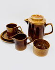 1960s Suffolk Wattlefield brown pottery coffee/tea set