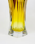 Extremely rare antique Art Deco footed spiral citrine and ruby enamel vase by Karl Palda