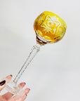 Antique hand cut cameo hock crystal wine glasses