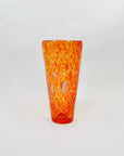 1980s orange mouth blown studio speckled art glass cylinder vase