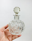 Antique hand etched cut crystal perfume bottle