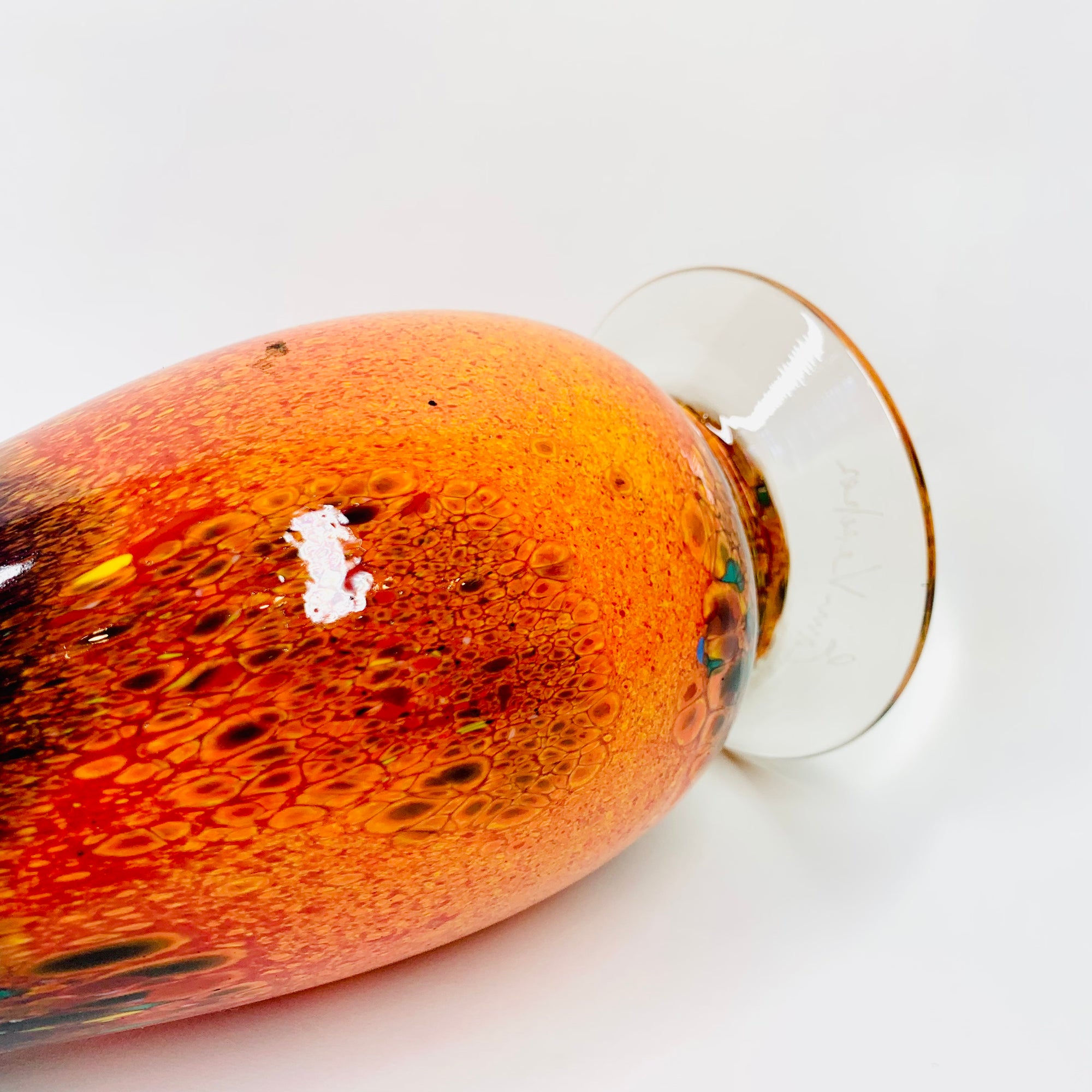 Vintage mouth blown art glass Outback series vase by Australian artist Eamonn Vereker