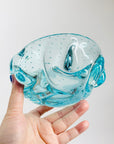 Midcentury Murano turquoise sommerso glass bowl with bullicante