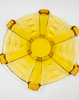 Art Deco pressed amber glass serving plate