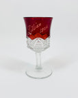 Antique ruby flashed glass with engraving