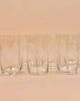 1940s hand etched vine pattern glass water tumblers
