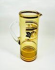 Midcentury amber glass jug with vine leaves gold gilding