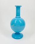Antique mouth blown Victorian hand painted blue milk glass posy bottle vase