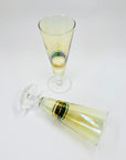 Extremely rare antique flashed iridescent gold glass champagne flutes