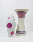 Rare hand painted 1980s white pottery vase