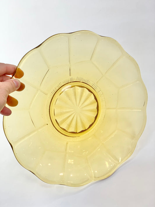 Art Deco amber glass serving plate