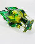 Extremely rare Midcentury Czech Chribska Glassworks green & yellow sommerso glass Cat’s Head vase by Josef Hospodka