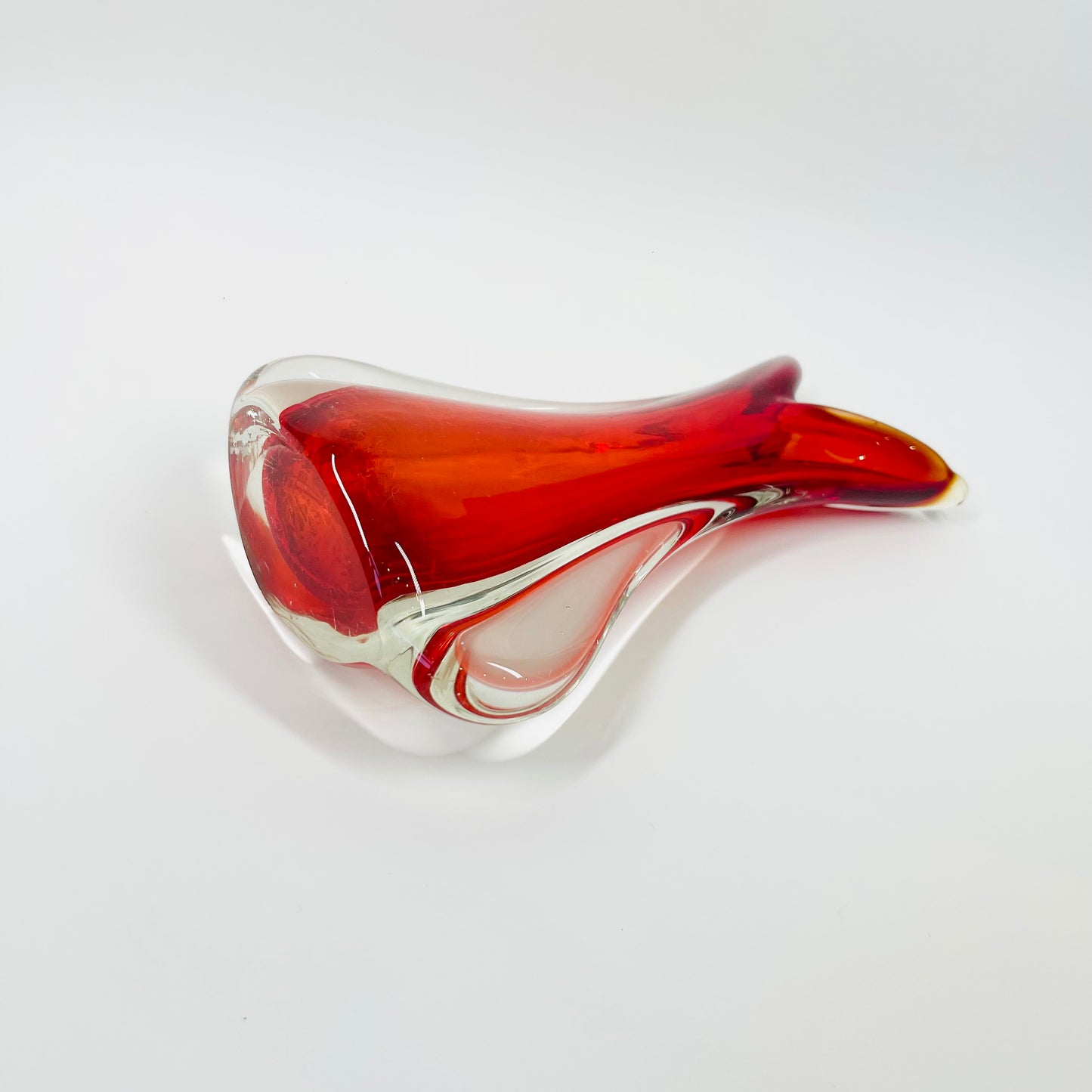 1950s RED MURANO FISHTAIL POSY VASE