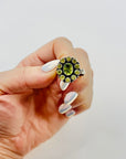 ANTIQUE SILVER PERIDOT HALO RING