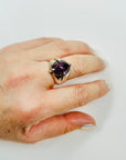 1950s DANISH SILVER RING WITH AMETHYST CABOCHON