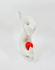 1980s JAPANESE MEMPHIS WHITE RED PORCELAIN IKEBANA VASE