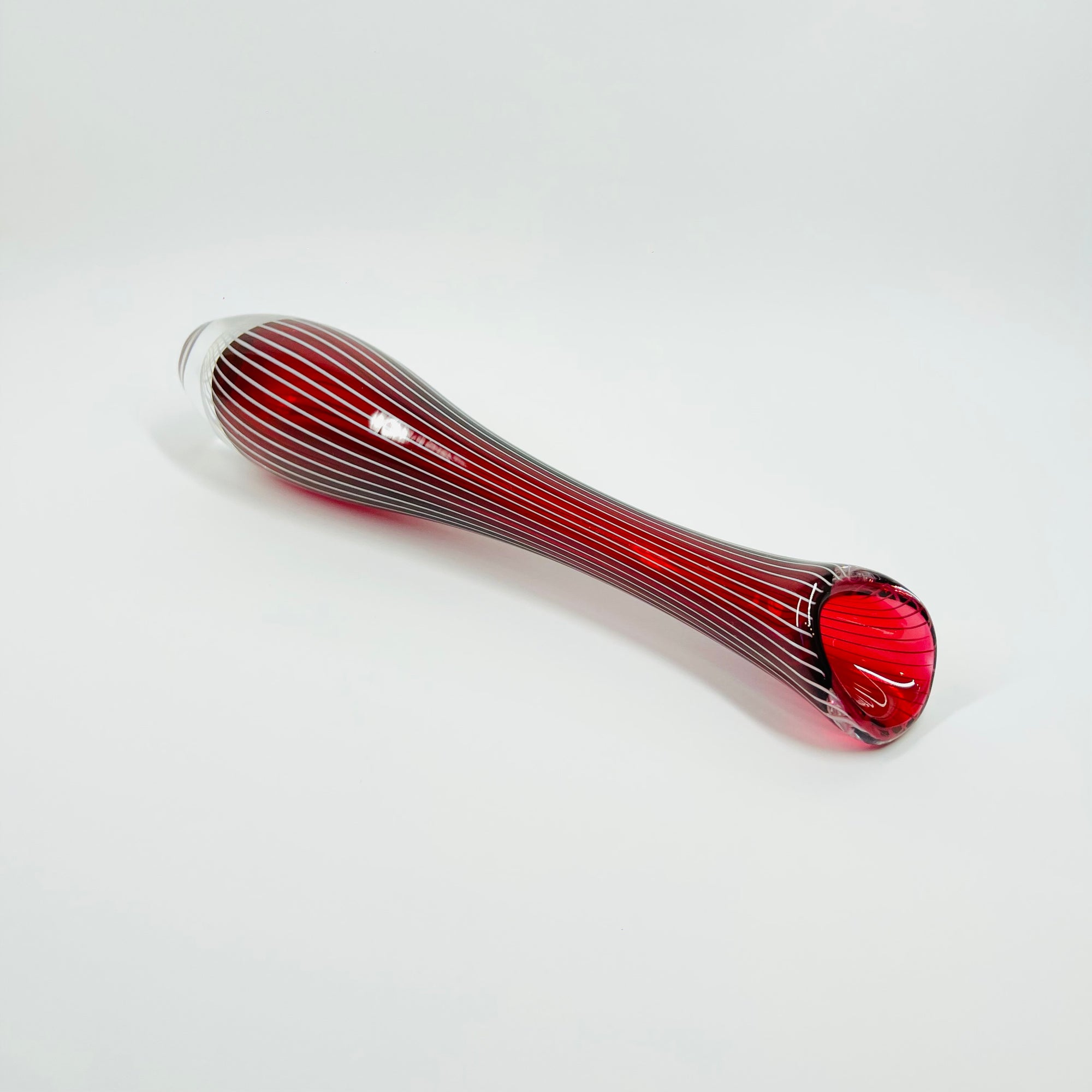 1960s ZEBRA SOMMERSO GLASS VASE BY VICKE LINDSTRAND FOR KOSTA BODA