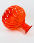 1970s ITALIAN EMPOLI ORANGE RIBBED GLASS ROUND BOTTLE VASE