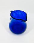 1980s MOUTH BLOWN COBALT BLUE SPATTER GLASS JUG