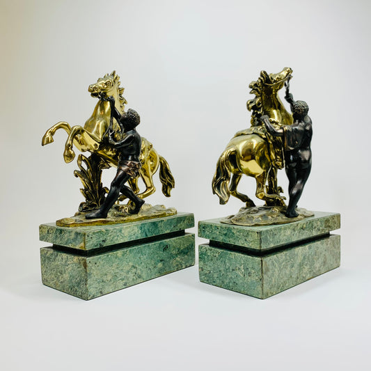 PAIR 19TH CENTURY BRONZE MARLEY HORSES