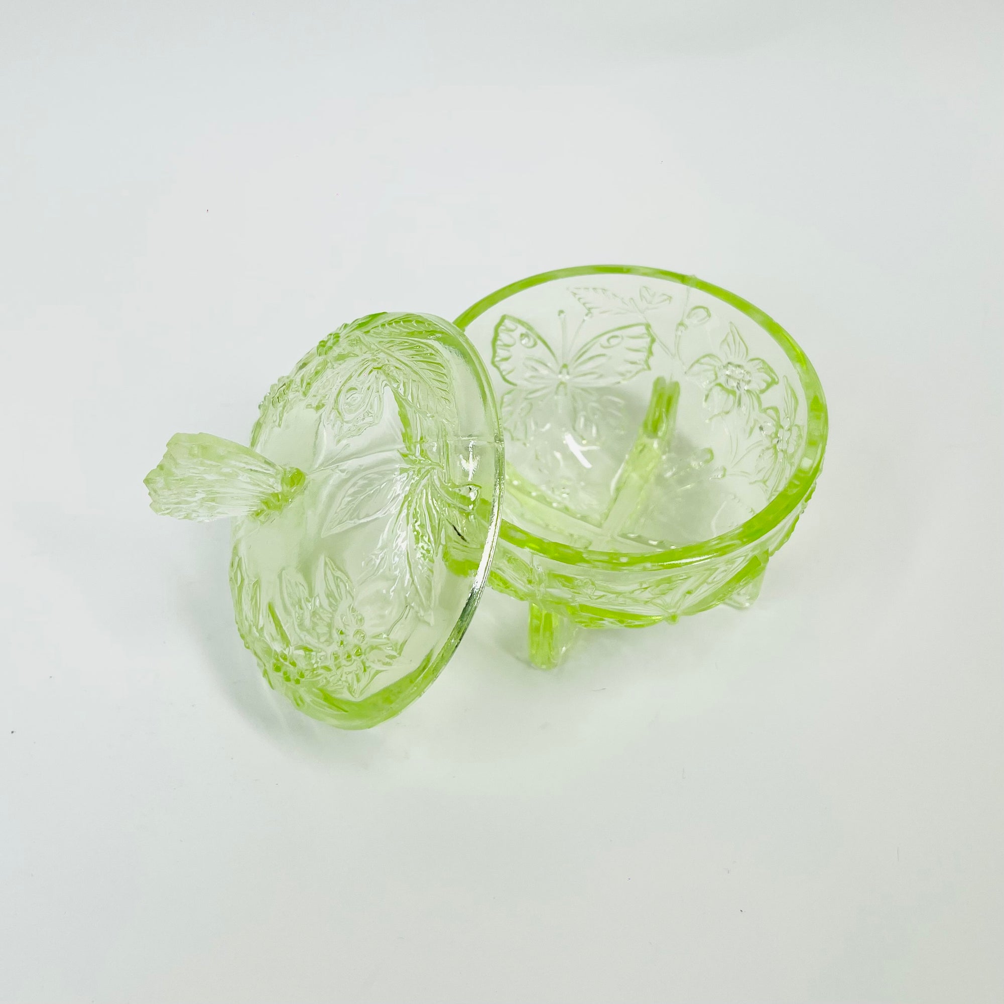 ANTIQUE ART DECO URANIUM GLASS VANITY SET