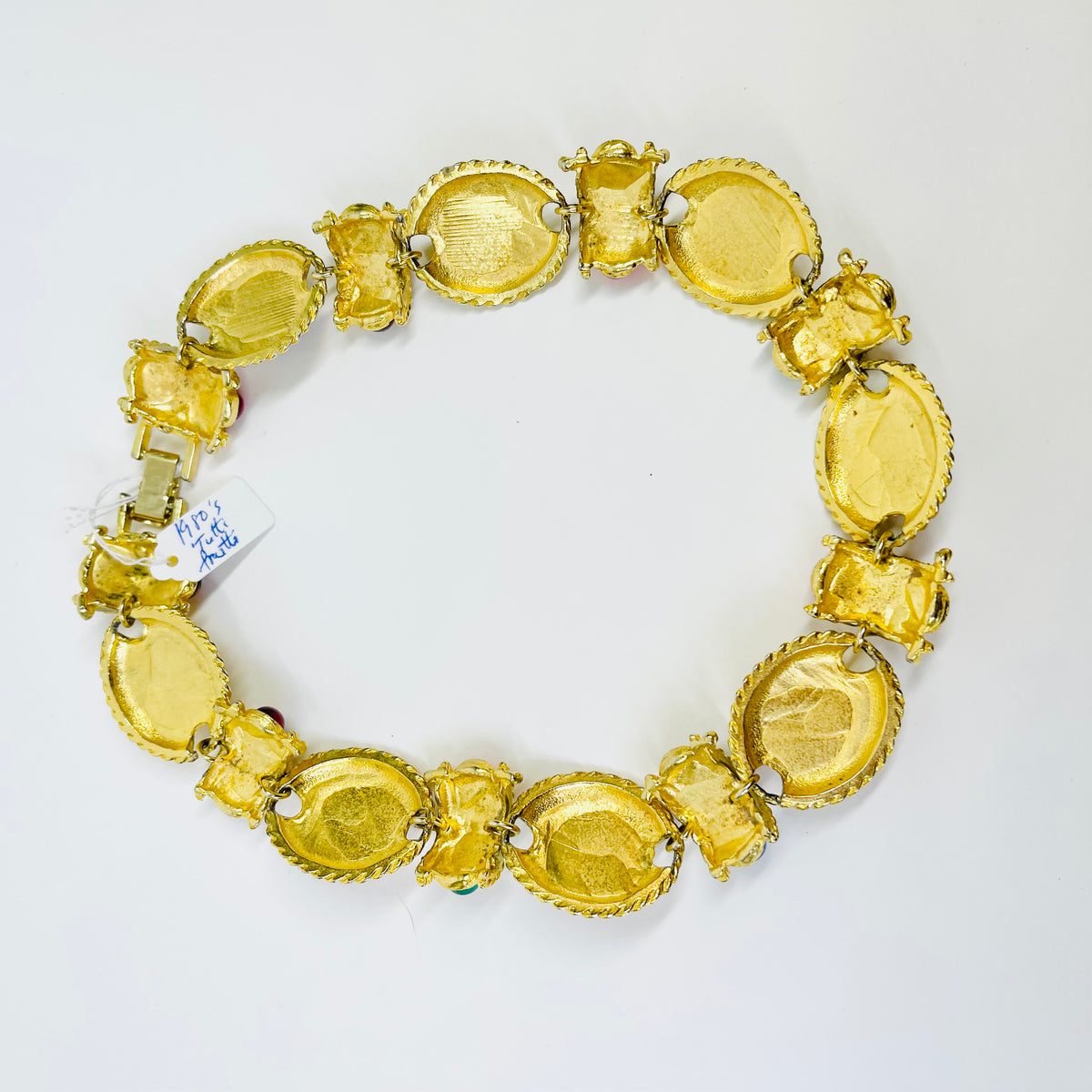 1980s MUGHAL STYLE TUTTI FRUITTI LINKS NECKLACE