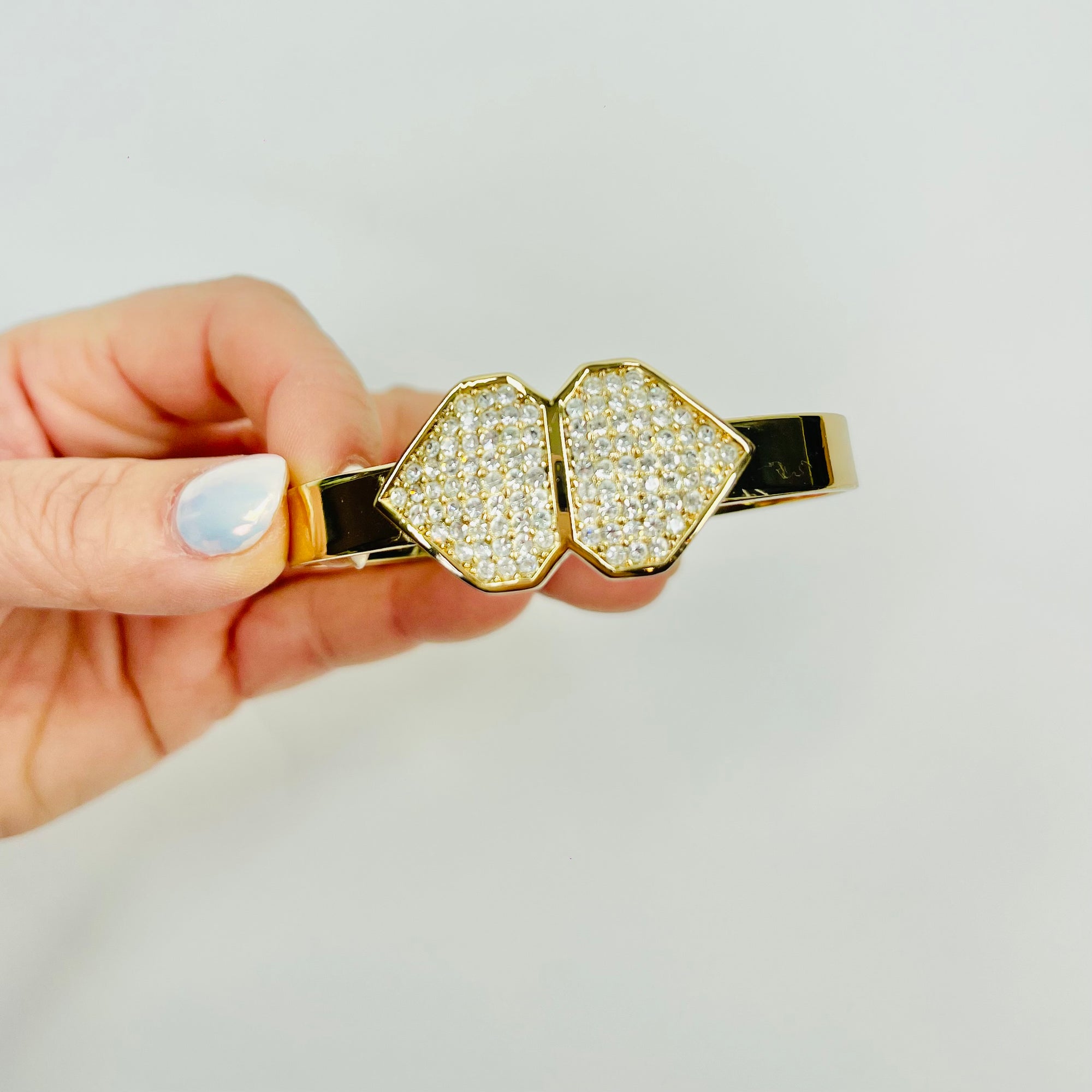 1980s GROSSE GERMANY GOLD PLATED HEART DIAMANTÉ   NECKLACE EARRINGS BANGLE SUITE