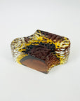 1960s BROWN PURPLE AMBER TEXTURED MURANO SOMMERSO FACETED GLASS BLOCK BOWL/ASHTRAY