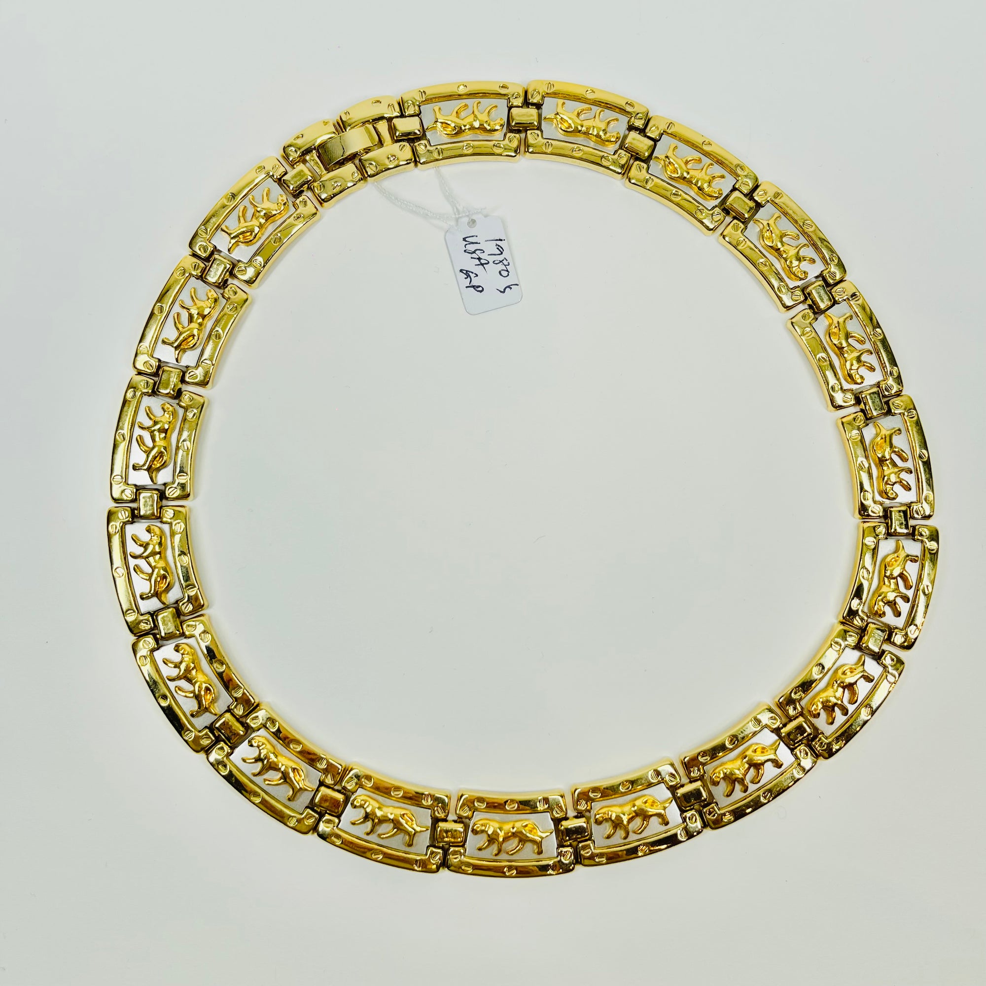 1980s PARK LANE TWO TONE PANTHER COLLAR NECKLACE