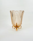 ANTIQUE ART DECO PINK DEPRESSION GLASS FOOTED VASE