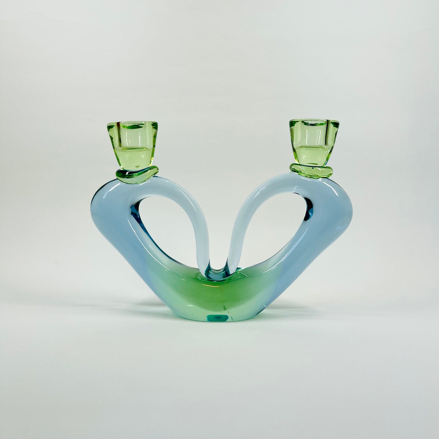 1950s MURANO GREEN BLUE SOMMERSO GLASS CANDLE HOLDER