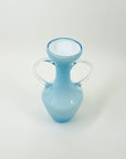 1950s JAPANESE CASED BLUE GLASS AMPHORA POSY VASE
