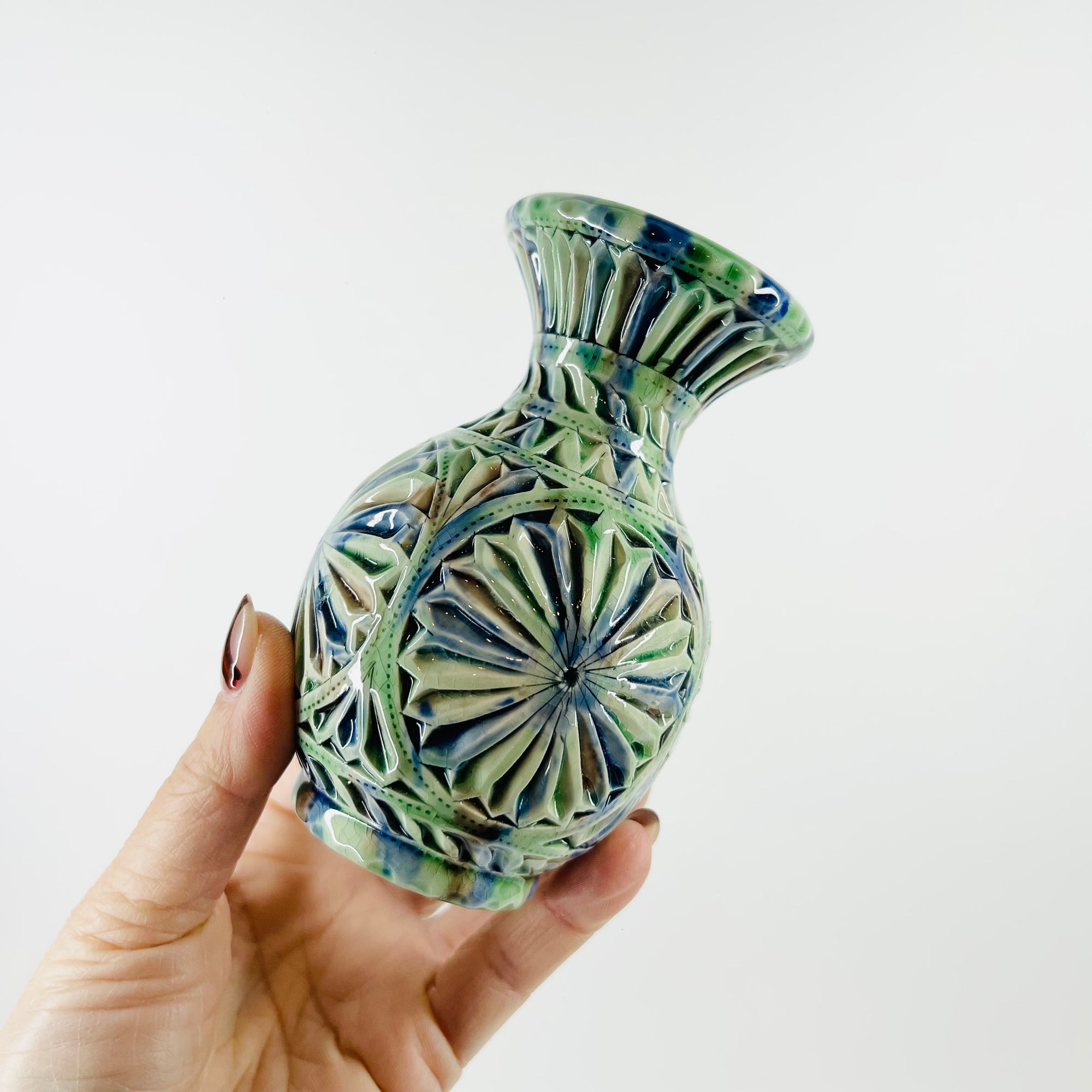 1990s F.VISSER TIE DYE PORCELAIN VASE