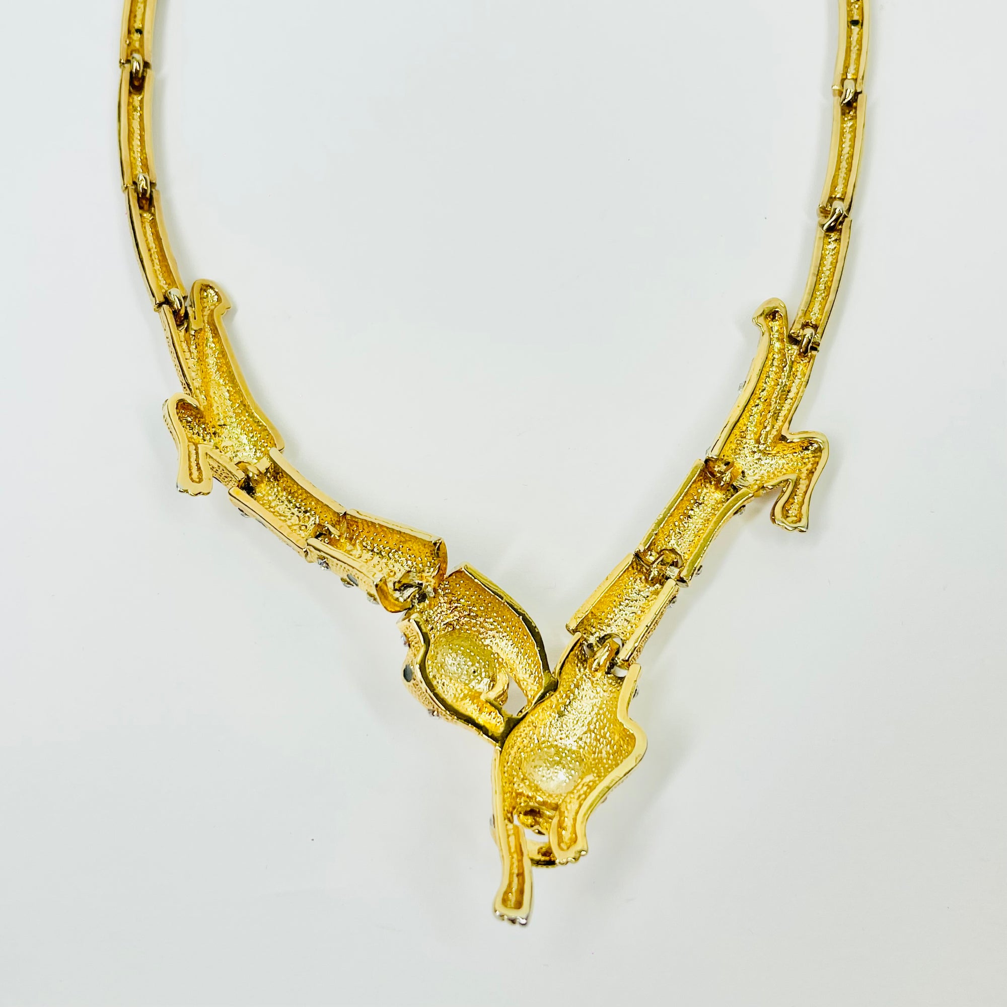 1980s ATWELL &amp; SON DOUBLE PANTHERE STATEMENT NECKLACE SUITE