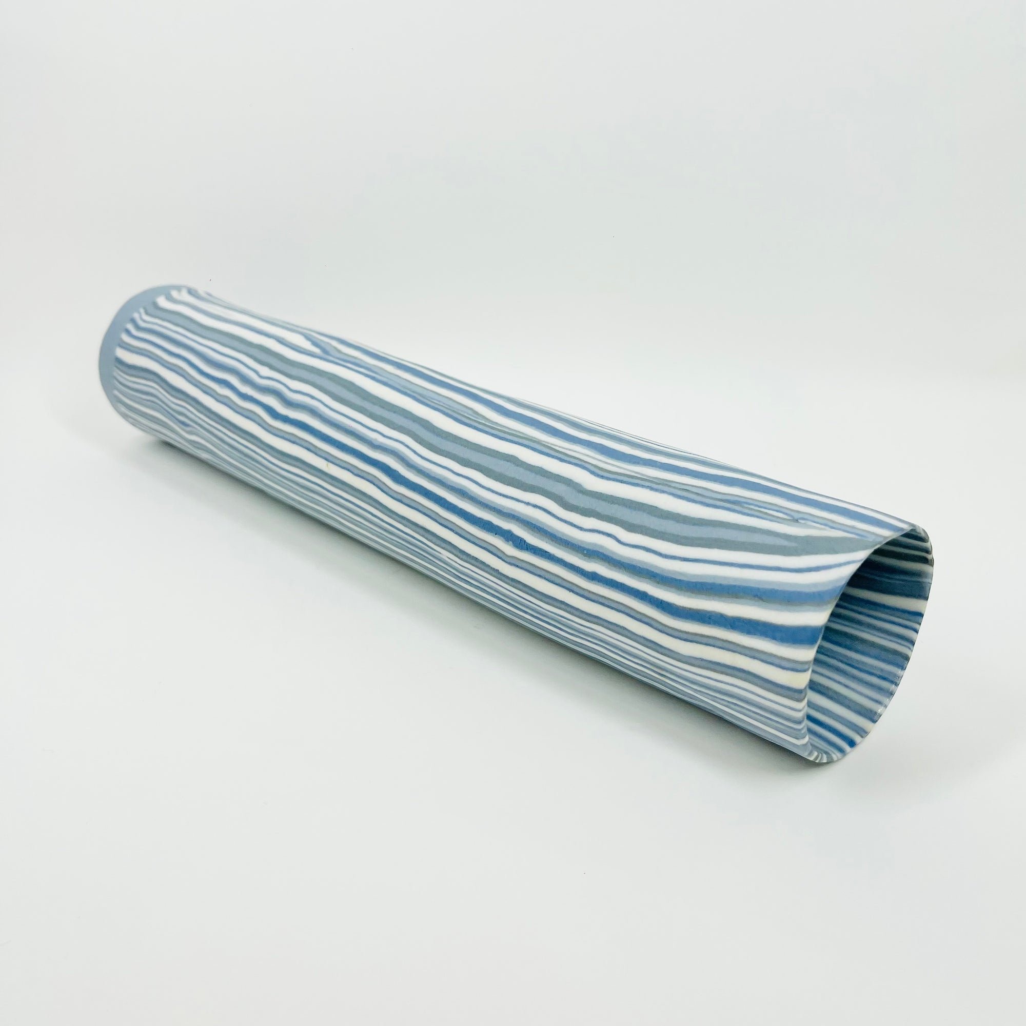 VINTAGE JAPANESE BLUE STRIPES PORCELAIN IKEBANA VASE