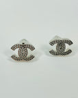 2003 CHANEL CC LOGO SILVER MESH CLIP ON EARRINGS