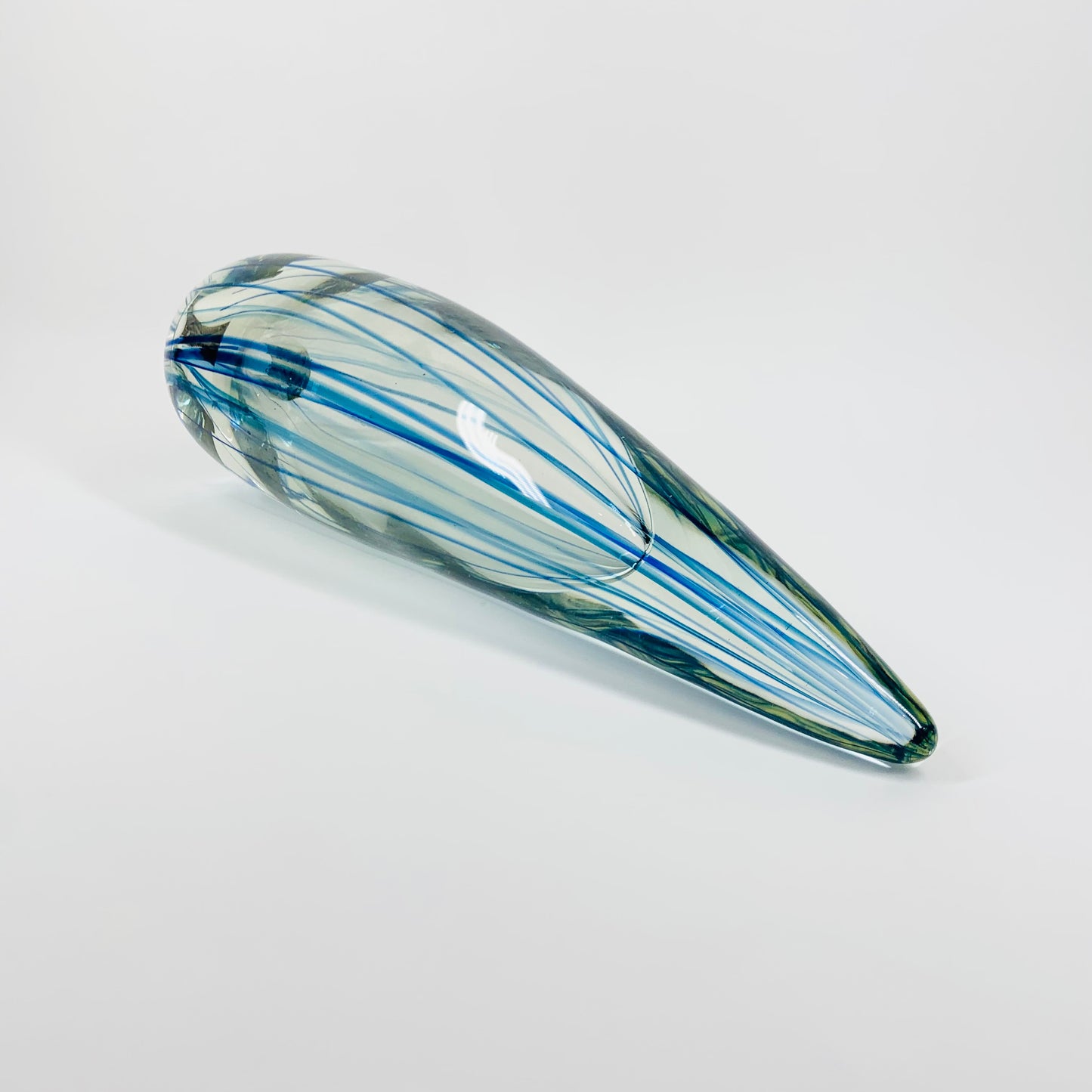 1980s MURANO BLUE LATTICINO ART GLASS SCULPTURE/PAPERWEIGHT