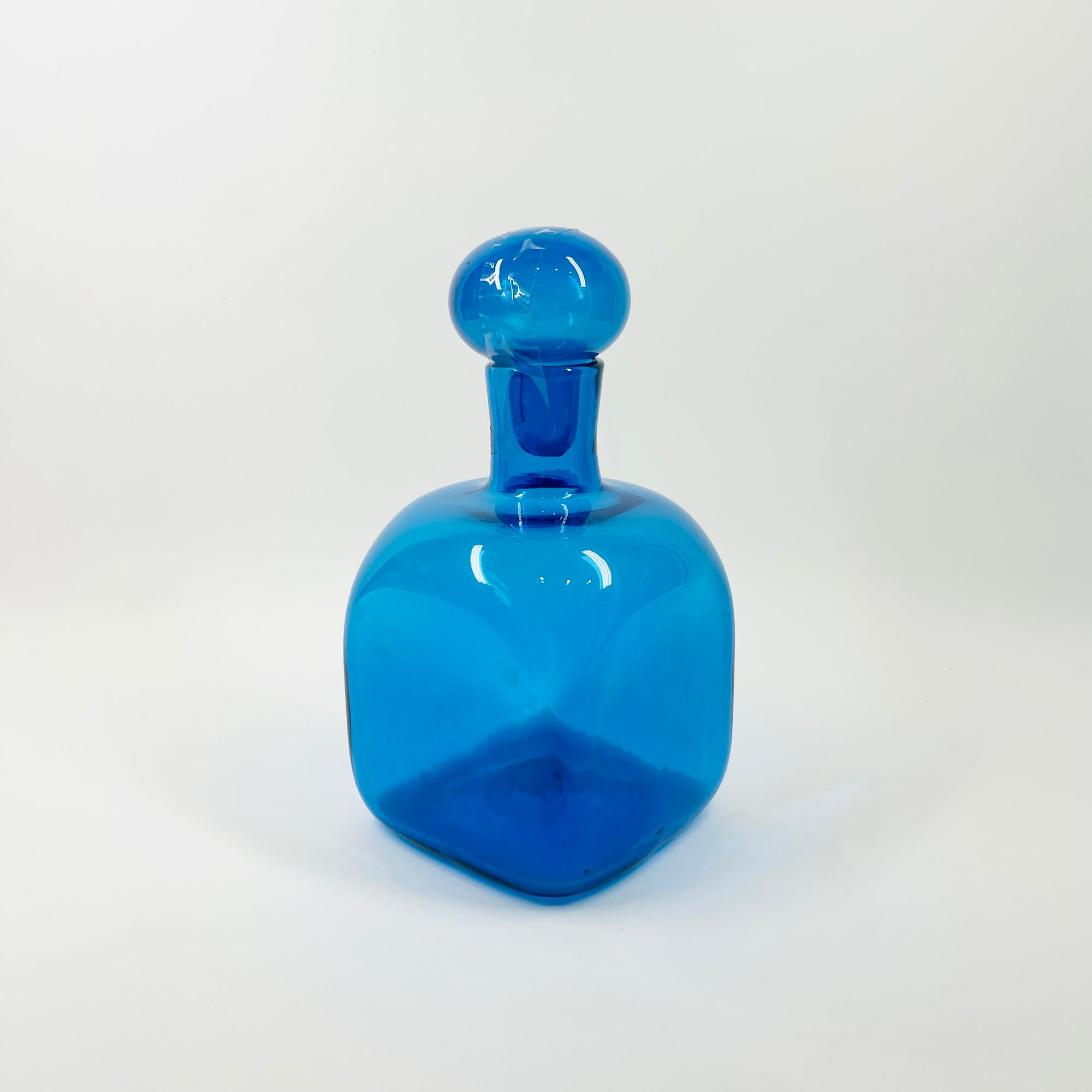 1970s BLENKO KINGFISHER BLUE GLASS DECANTER