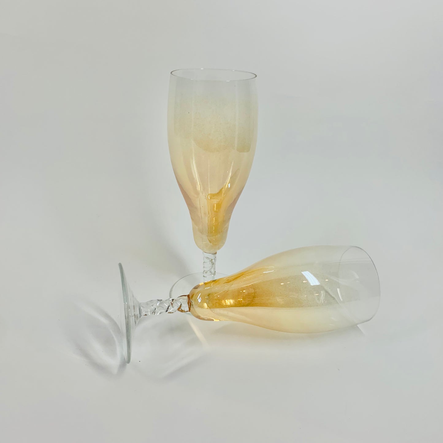 50s CARNIVAL GLASS CHAMPAGNE FLUTES