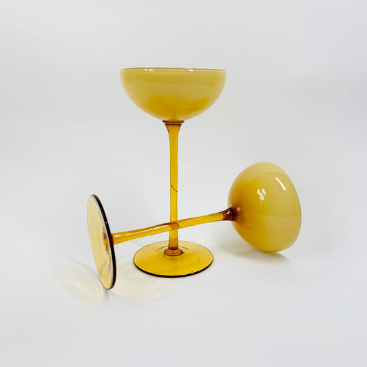 1950s CASED BUTTERSCOTCH EMPOLI LONG STEM COUPE