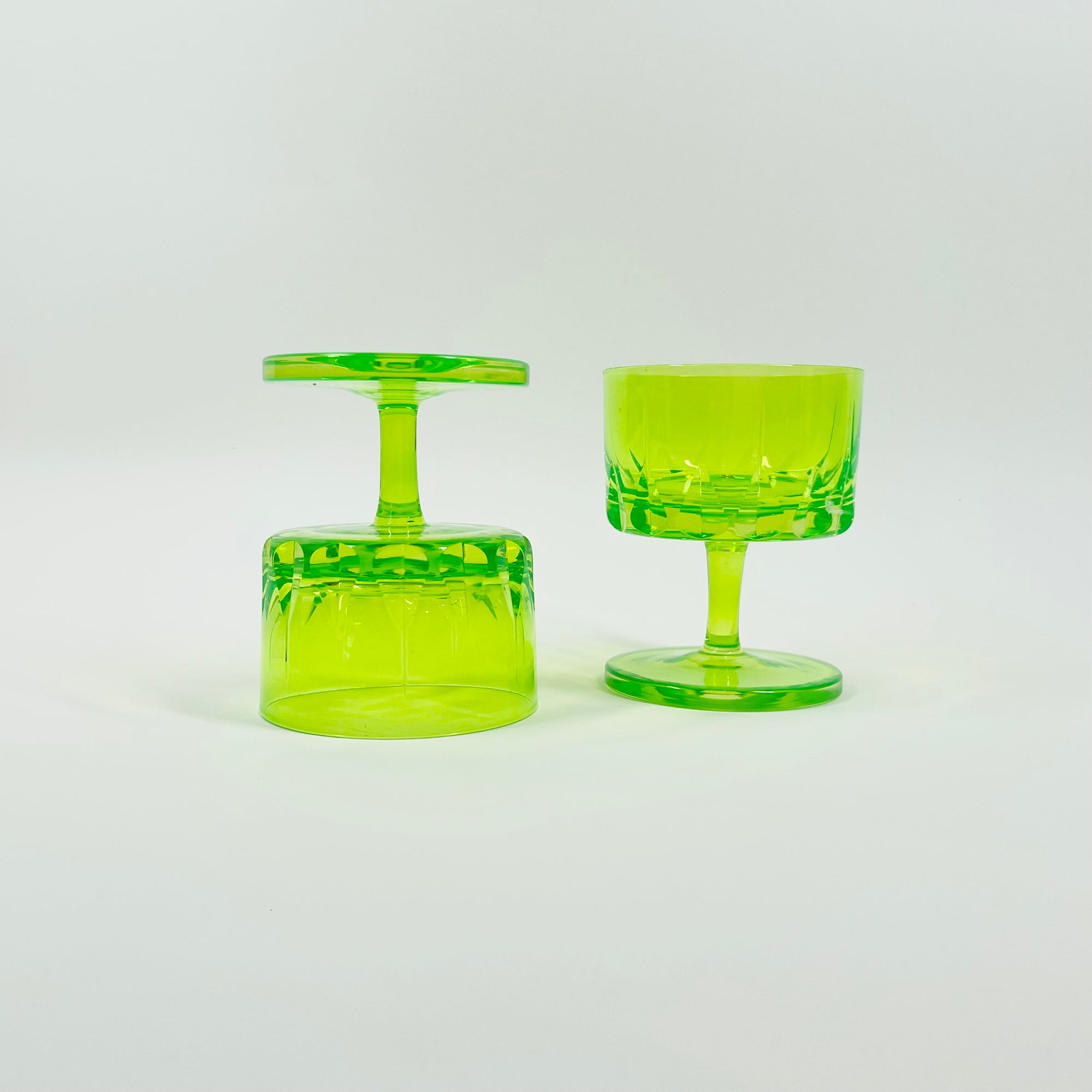 ART DECO URANIUM GLASS COUPE