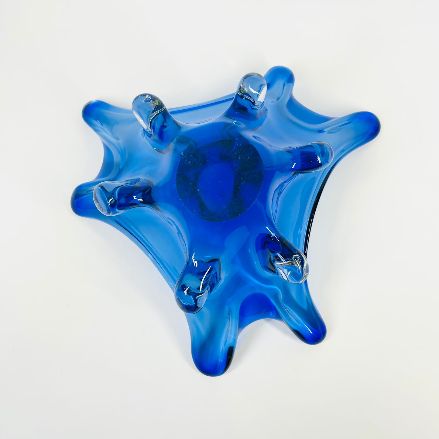 1940s URANIUM MURANO COBALT BLUE SOMMERSO GLASS BOWL