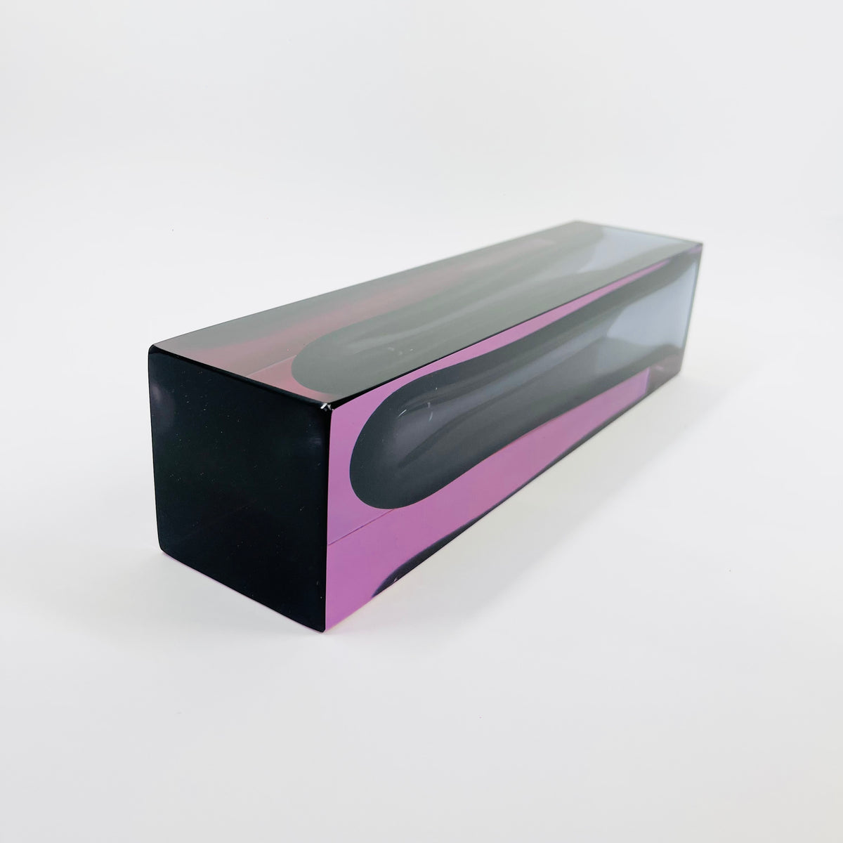 XL 1950s NEODYMIUM PURPLE MURANO SOMMERSO FACETED GLASS BLOCK VASE