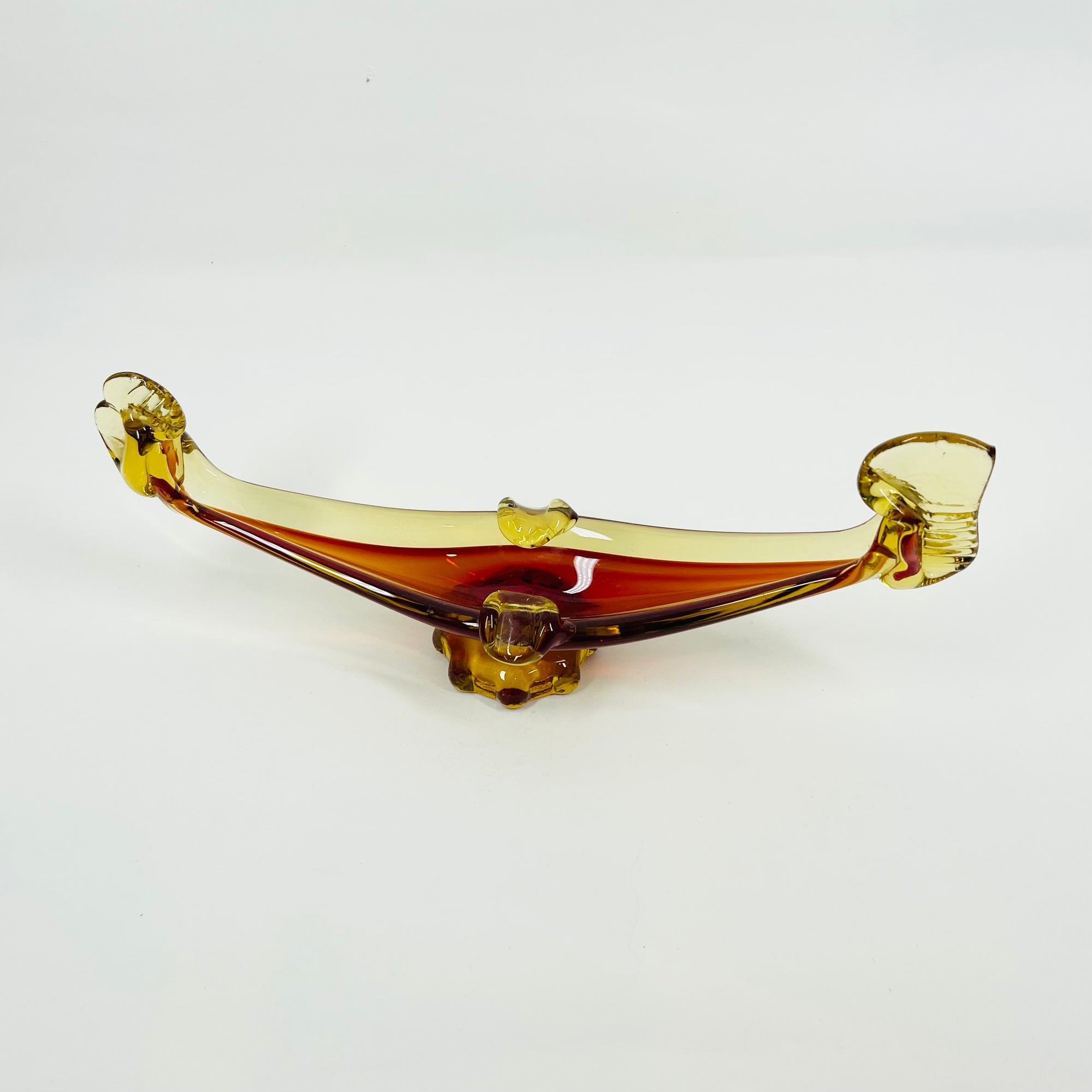 1950s MURANO RED AMBER GLASS GONDOLA/ASHTRAY
