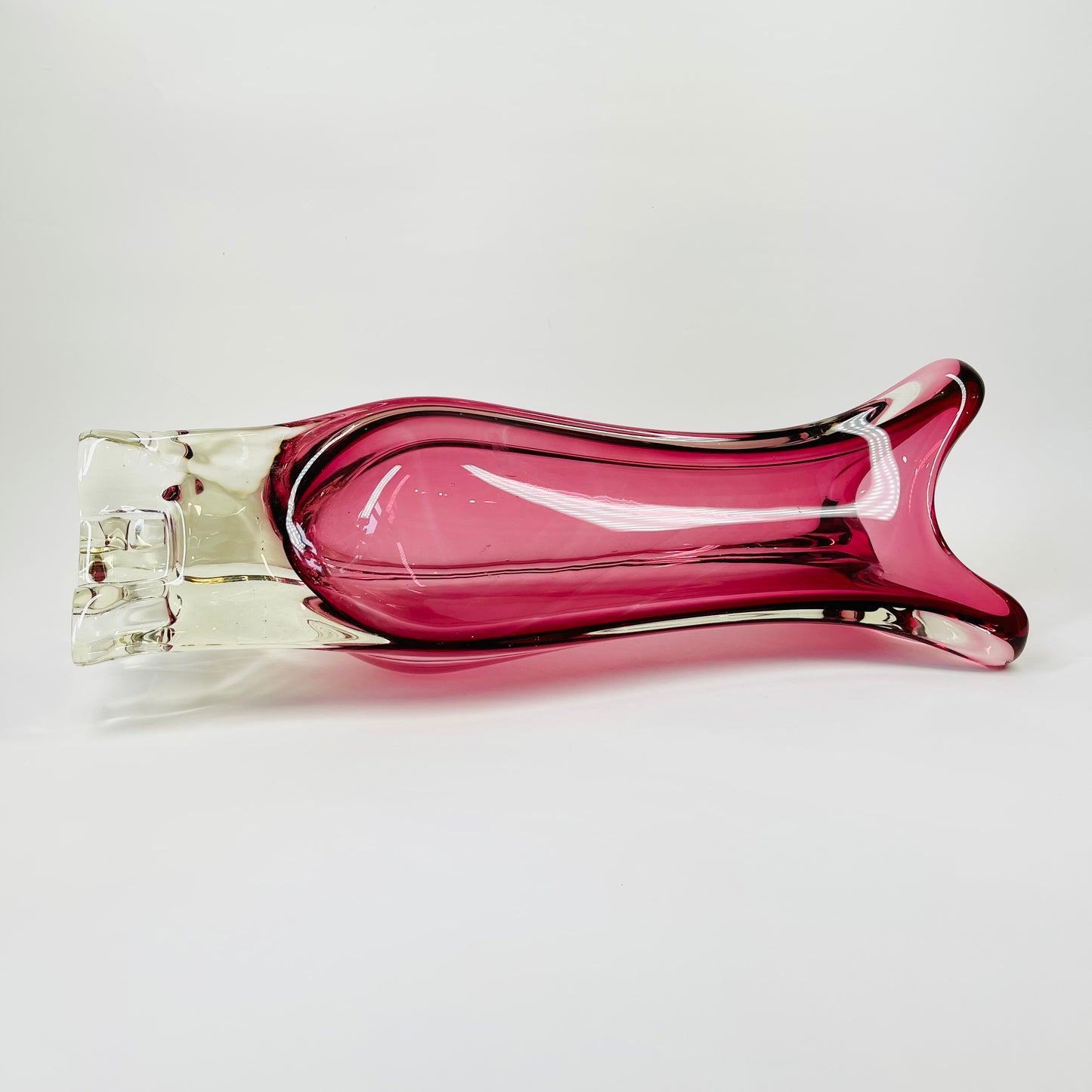 1970s MURANO PINK/CRANBERRY GLASS PAPERWEIGHT VASE