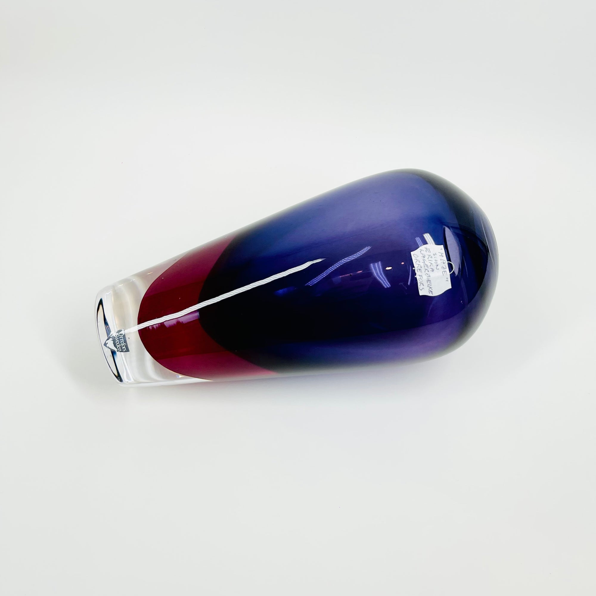 1990s HAZE PURPLE PINK SOMMERSO GLASS VASE BY ERICA LAGERBIELKE FOR KOSTA BODA