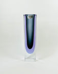 XL 1950s NEODYMIUM PURPLE GREY MURANO SOMMERSO FACETED GLASS BLOCK VASE